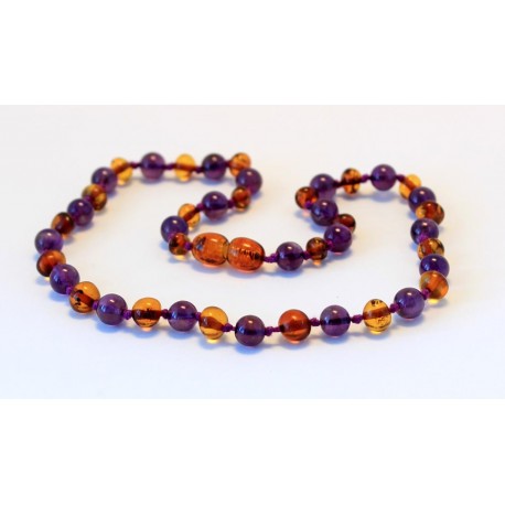 Baltic amber & amethyst teething necklace BTN1