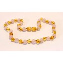 Baltic amber & rose quartz teething necklace BTN6