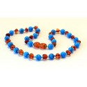 Baltic amber & turqoise teething necklace BTN7