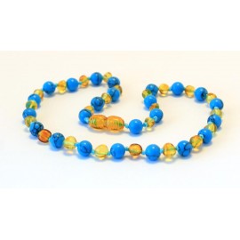 Baltic amber & turqoise teething necklace BTN9