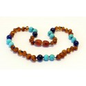 Baltic amber & lapis lazuli & turquoise teething necklace BTN11