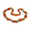 Amber and gemstones teething necklace BTN17