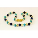 Amber and gemstones teething necklace BTN20