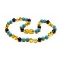 Amber and gemstones teething necklace BTN22