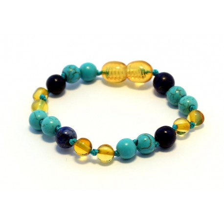 Amber and gemstones teething bracelet AG204