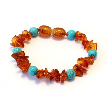 Amber and gemstones teething bracelet BB111